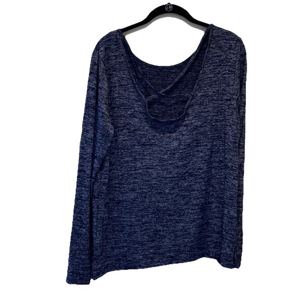 Gap Womens Criss Cross Back Long Sleeve Dyed Soft Top Navy Gray Mix Size Large - Picture 6 of 8